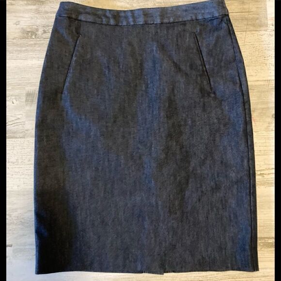 Halogen Denim Pencil Skirt Blue Jean Workwear Career Size 2 - Picture 2 of 9